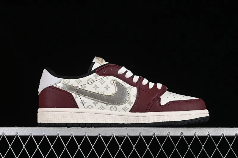 All categories Air Jordan Jordan series basketball shoes Air Jordan 1 Low Travis Scott x Fragment Design x Jordan Air Jordan 1 Low OG SP AJ1 Joe 1LV joint wine red print low-top cultural casual sneakers LX1988-400